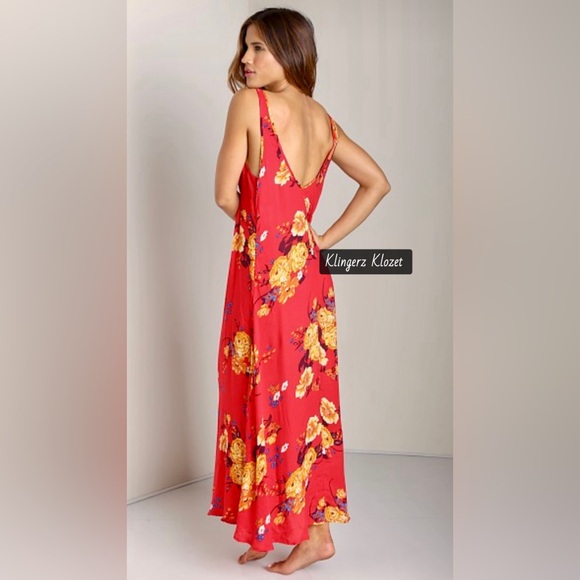 Free People Red and Yellow Floral  maxi Dress - Picture 5 of 11